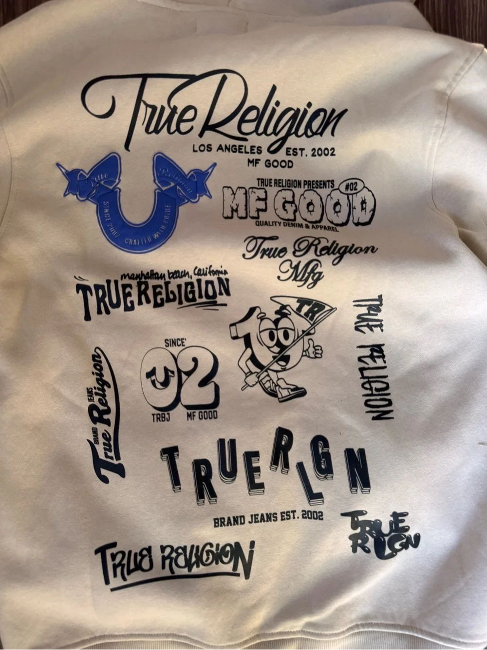 NWTTrue Religion Men's Cream Zip-Up Hoodie M